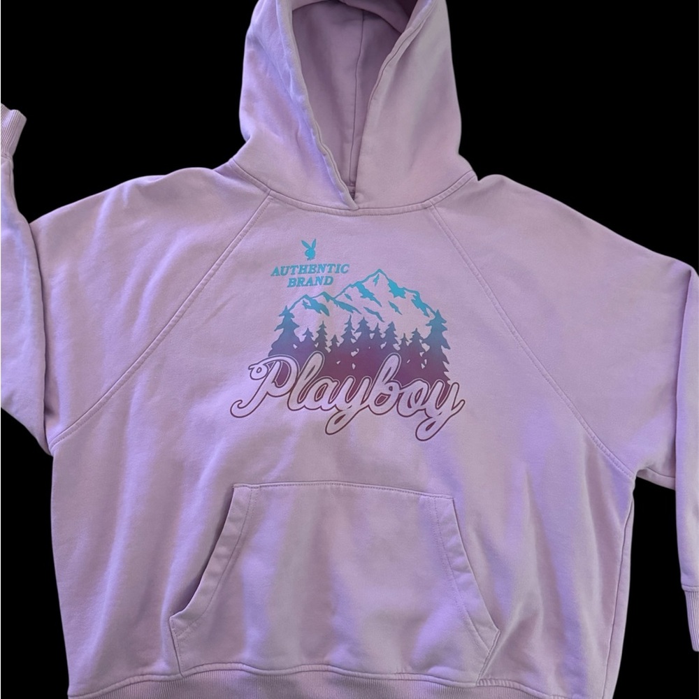 Playboy Purple Hoodie with Mountain Graphic